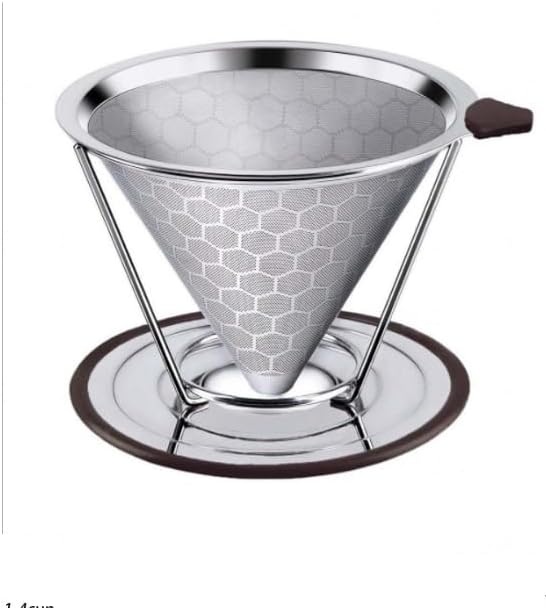 Pour Over Coffee Dripper,Stainless Steel Reusable Filter, Paperless Single Serve Coffee Maker with Removable Cup, Easy to Clean