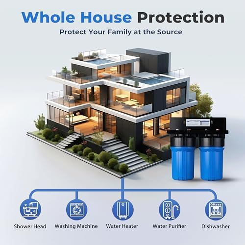 iSpring WGB21B-CPB 2-Stage Whole House Water Filtration System Reduces Cadmium, Mercury, Sediments, Chlorine, and up to 99% Lead, 1" Inlet/Outlet Ports