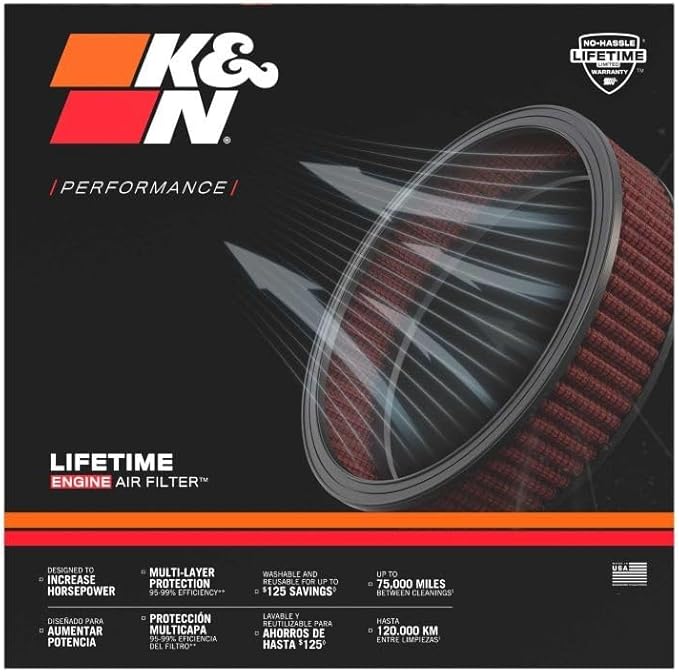 K&N High-Flow Original Lifetime Engine Air Filter: Increase Power & Acceleration, Washable, Premium, Replacement Car Air Filter: Compatible with 2015-2018 Porshe Macan E-0660
