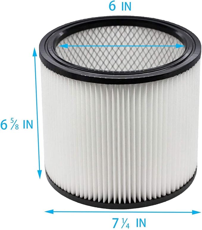 Replacement Filter Compatible with Shop-Vac 90350 90304 90333 Replacement fits for Shop Vac 4-16 Gallon most Wet/Dry Vacuum, Washable Synthetic Material, 2 PACK