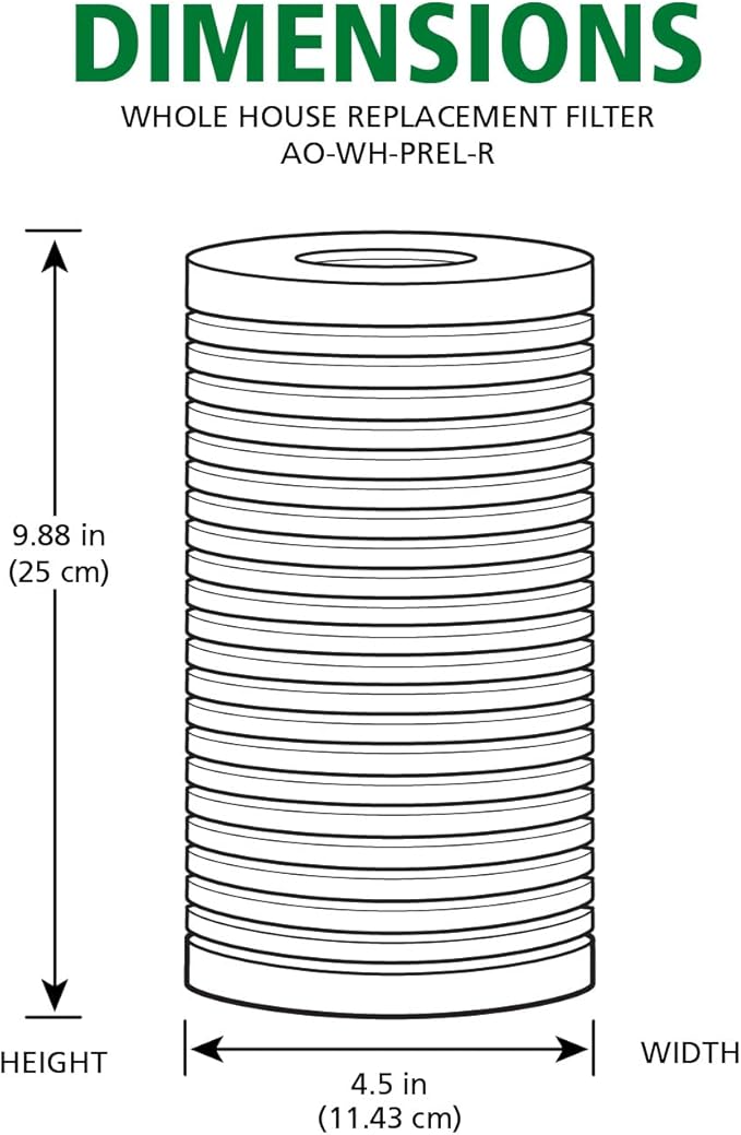 AO Smith 4.5"x10" 25 Micron Sediment Water Filter Replacement Cartridge - NSF/ANSI 42 Certified - For Whole House Filtration Systems - AO-WH-PREL-R