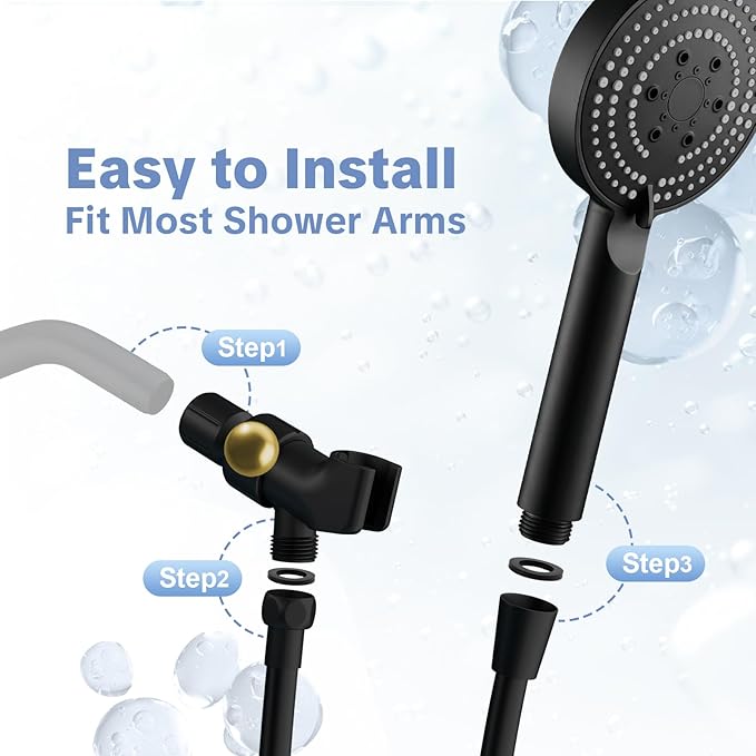 OFFO Filtered Shower Head with Handheld, 20 Stage Shower Head with Filters with 60" Shower Hose & Holder, 4” High Pressure 6-Mode to Remove Chlorine, Matte Black