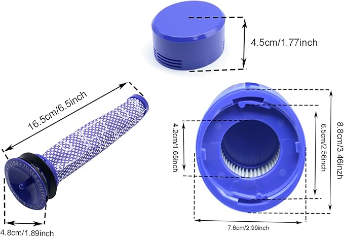 2 Pcs 965661-01 and 967478-01 Vacuum Filter Replacement Kit for V7 V8 Cordless Vacuum (1 Post Filter, 1 Pre Filter)