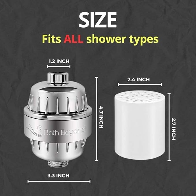 Shower Filter Vitamin C 15 Stage High Output Water Filter With cartridge for Hard Water - Shower Head Filter Removes Chlorine Fluoride and Improves The Condition of Your Skin, Hair