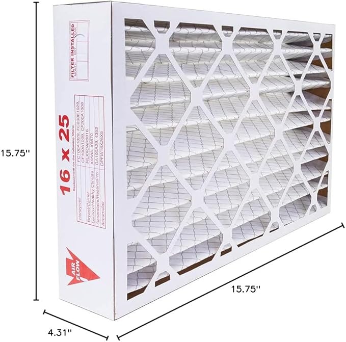 AIRx Filters 16x25x5 Furnace Filter MERV 8 HVAC AC Air Filter, Replacement for Bryant Carrier CARF8250606 FILBBCAR0016, Easy Installation, Reduces Dust & Pollen, 2-Pack
