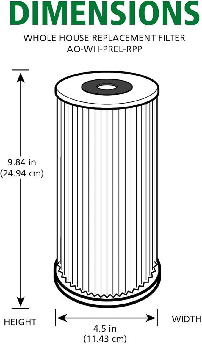 AO Smith 4.5"x10" 40 Micron Sediment Water Filter Replacement Cartridge - NSF/ANSI 42 Certified - For Whole House Filtration Systems - AO-WH-PREL-RPP