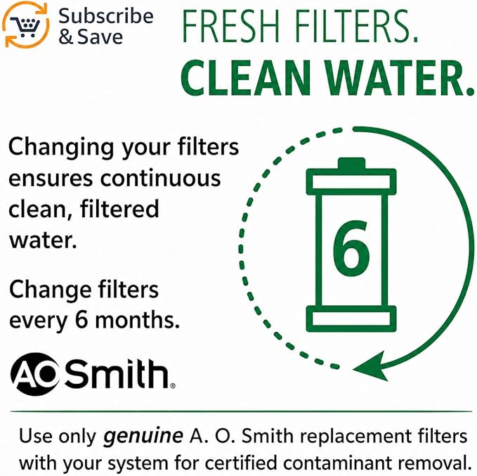 AO Smith 2.5"x10" 5 Micron Sediment Water Filter Replacement Cartridge - 2 Pack - NSF/ANSI 42 Certified - For Whole House Filtration Systems - AO-WH-PREV-R2