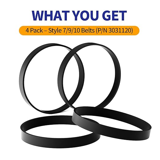 4-Pack for Bissell Style 7/9/10 P/N 3031120 Vacuum Belts Fits PowerForce Helix CleanView Swivel Rewind Pet Powerlifter Pet Hair Eraser Vacuum Cleaner Rewind Parts 2031093 32074 3031123