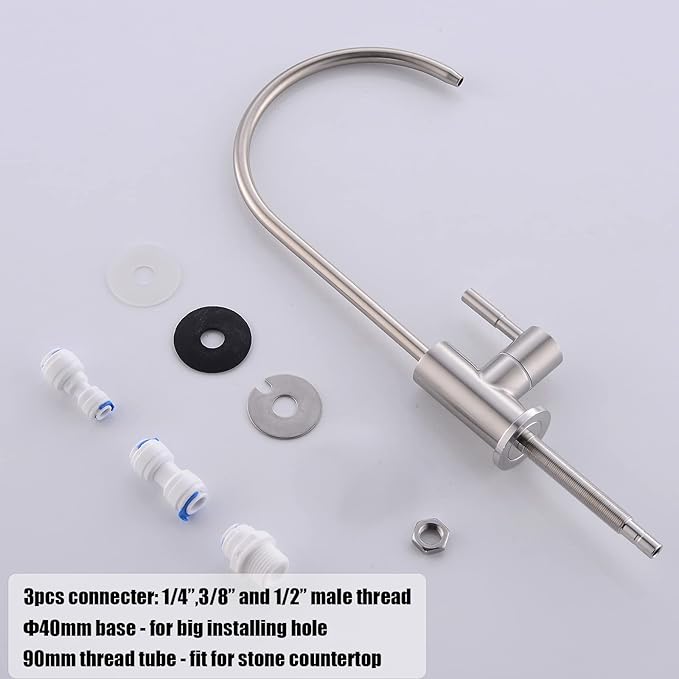 Havin RO Water Filter Faucet,Drinking Water Faucet fits Most Water Filtration System, Kitchen Reverse Osmosis Faucet,Bar Sink Faucet,Filter Tap,Lead-Free Stainless Steel,Non-Air-Gap(Brushed)