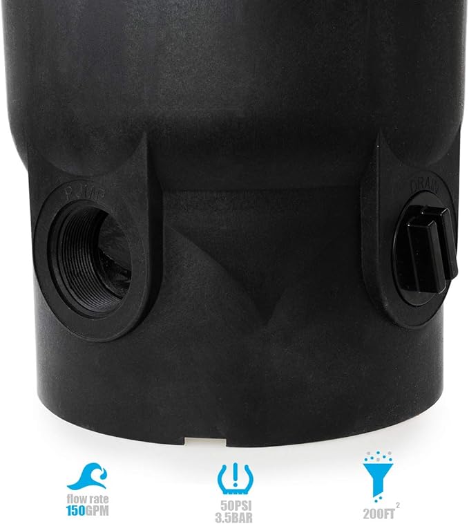 XtremepowerUS 200 sq/ft Pool Cartridge Filter for In-Ground Swimming Pool and Spa Pool Filter System for Pools Up to 72,000 Gallons, Black