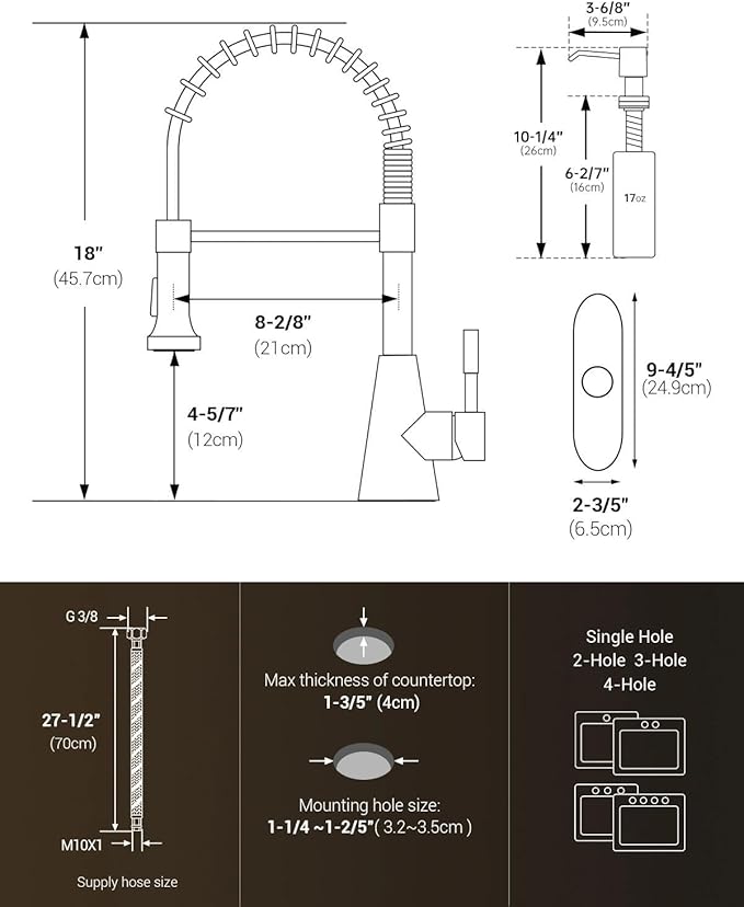 APPASO Kitchen Faucet with Soap Dispenser Brushed Nickel, Pull Down Commercial Single Handle High Arc Faucet for Sink, Stainless Steel Kitchen Faucet for Sink 2 or 4 Hole