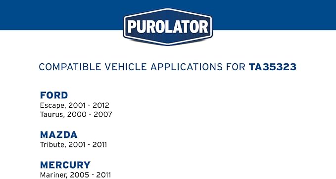 Purolator TA35323 PurolatorTECH Air Filter Compatible With 2001-2012 Ford Escape, 2000-2007 Ford Taurus, 2001-2011 Mazda Tribute and 2005-2011 Mercury Mariner