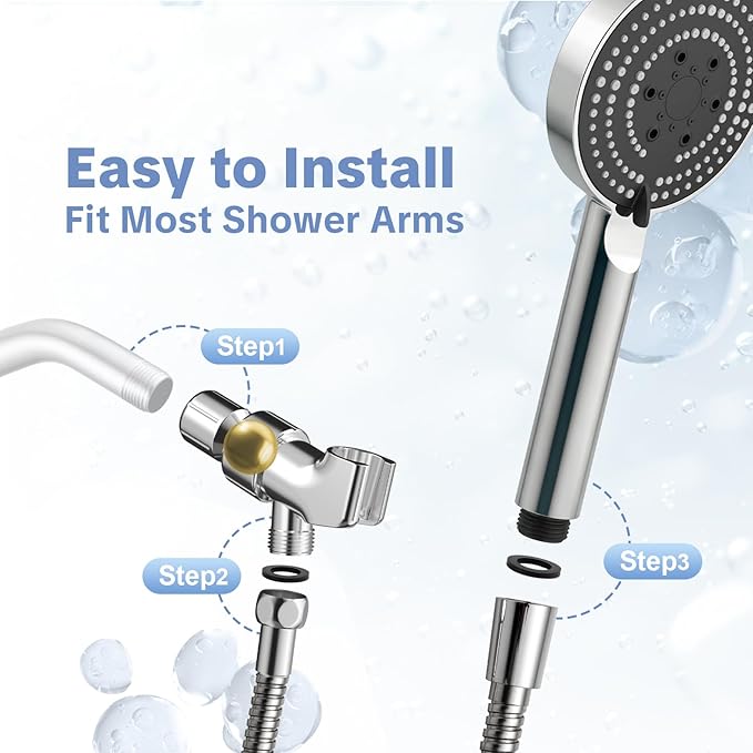 OFFO Filtered Shower Head with Handheld, 20 Stage Shower Head with Filters with 60" Stainless Steel Hose & Holder, 4” High Pressure 6-Mode to Remove Chlorine, Chrome