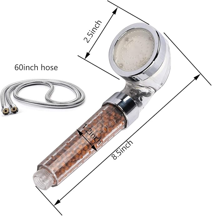 SEANADO LED Shower Head Handheld with Hose,Replacement Filter and Shower Bracket,Rainfall 7 Colors Changing High Pressure Spray Filter Showerheads Waterproof Lights for Hard Water