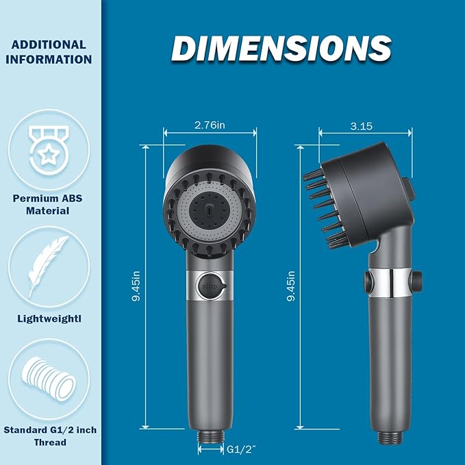CWPW Filtered Shower Head with Handheld High Pressure 4 Spray Showerhead with Filters for Hard Water-Remove Chlorine,ON/OFF Switch for Pets,With 79" Stainless Steel Hose,Bracket,6 Filters, Bath Loofah