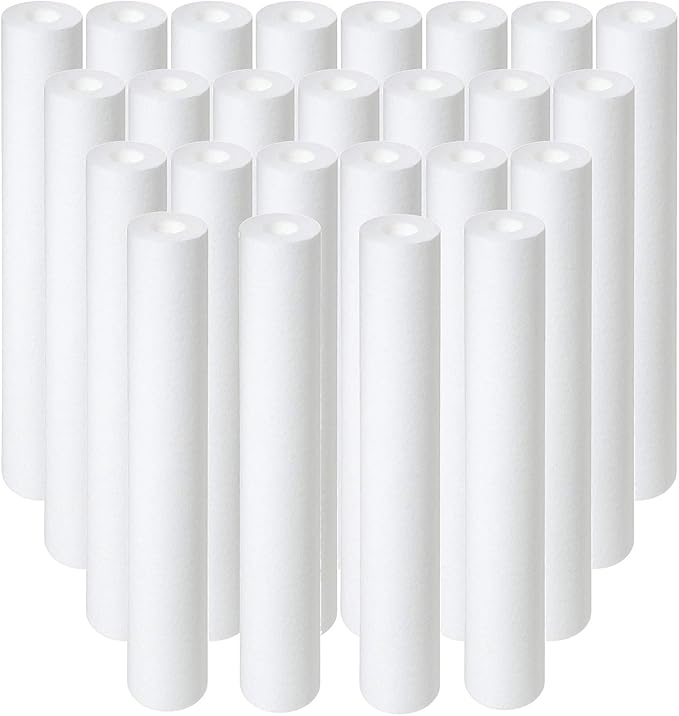 KleenWater 2.5 Inch x 30 Inch Sediment Water Filter Cartridge Multi-Pack, Set of 25 (20 Micron)