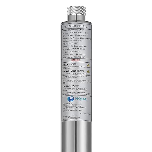 HQUA-OWS-12 120V 40W 3/4" MNPT Inlet/Outlet Whole House Ultraviolet Water Purifier Filter, + 1 Extra UV Bulb