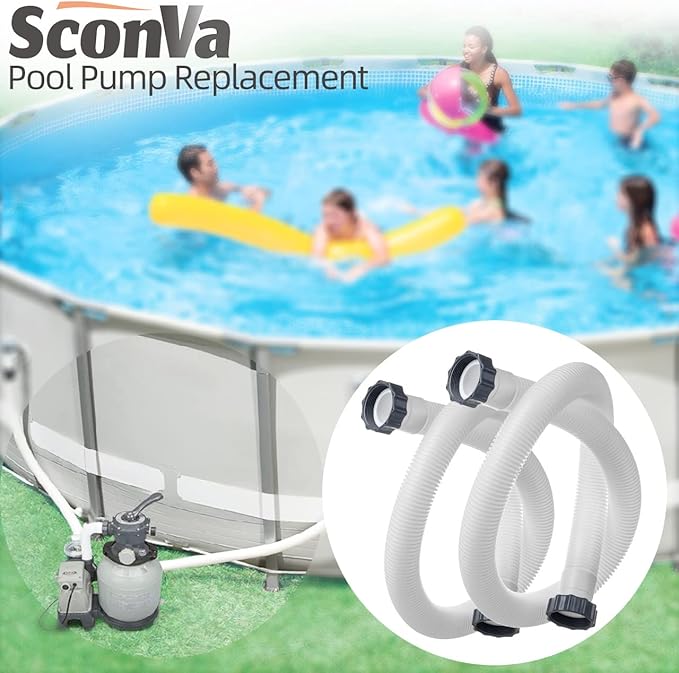 1.5" Pool Pump Hose for Intex Sand Filter Pumps & Saltwater Systems, 29060E Pool Filter Hose for Intex & Coleman Above Ground Pools Parts- 59" Long replacement hoses (Set of 2)