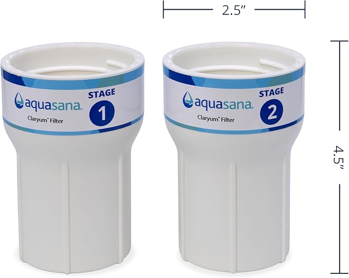 Aquasana Replacement Filter Housing Sumps| Fit Claryum 2-Stage Under Sink Water Filter | For AQ-5200 and AQ-6200 Systems |BPA-Free | 2 Count | AQ-C2-SUMP