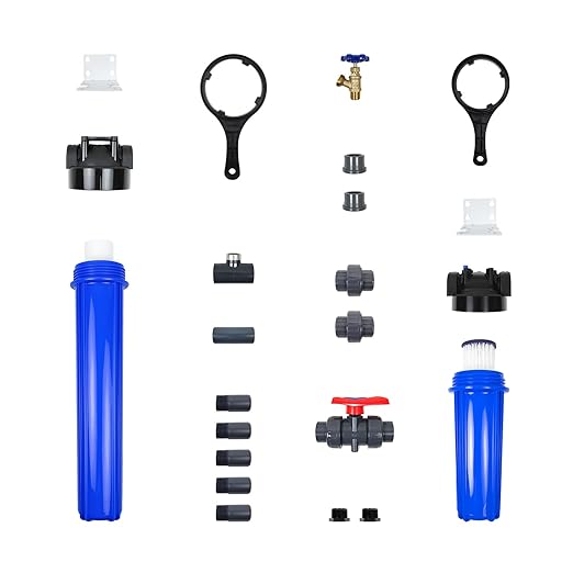 Aquasana Pre-Filter, Post-Filter & Assembly Kit Bundle | 20" Sediment Filter | Captures Dirt, Rust & Silt | Drain Valve & Shut-Off Valve | WH-STD-Install | for Whole House Systems