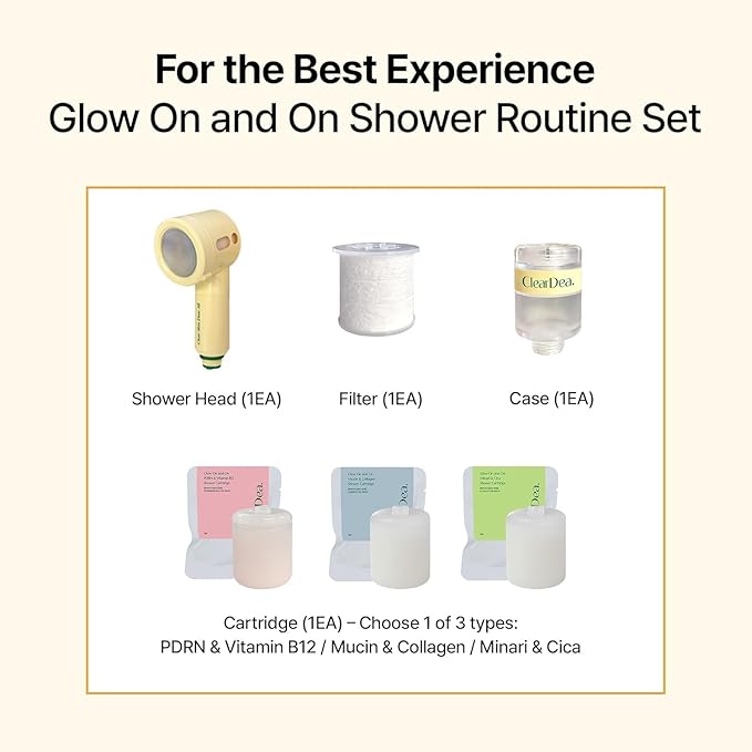 Glow On and On High-Pressure Filter Shower Head – PP Filter & Citric Acid Beads, Easy Installation, Upgrade with Ampoule Cartridges, 3-in-1 Purifying System