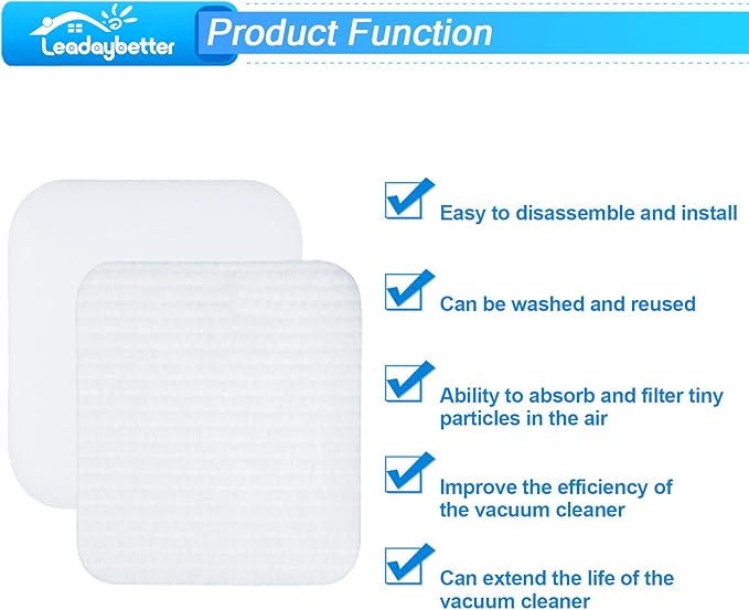 Leadaybetter UV850 UV900 UV950 LA700 LA702 LA800 LA802 LA802C Foam Filter Replacement for Shark Performance Lift Away DuoClean PowerFins Upright Vacuum, Compare to Part # XFFK602UKT