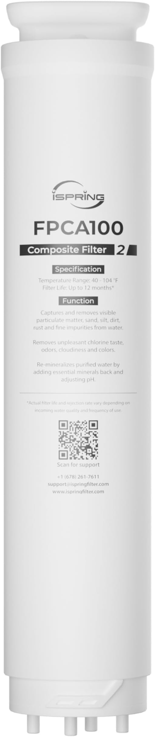 iSpring FPCA100 Replacement Filter for RCD100HCG Countertop Reverse Osmosis System, Composite Filter, with PP Sediment, Activated Carbon and Alkaline Media, Replacement Cycle: Up to 12 Months