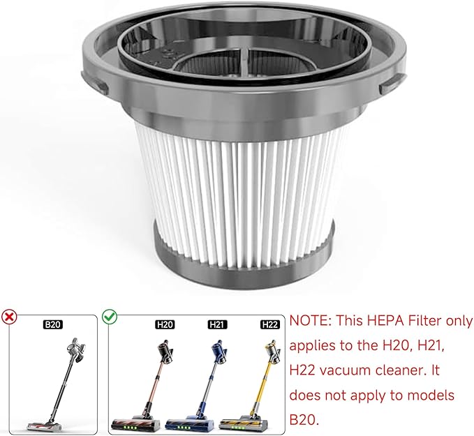HEPA Filter for H20 H21 H22 Vacuums – NOT Compatible with Silver B20 Model