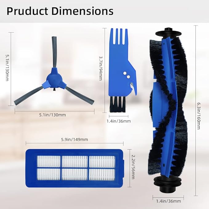 Spare Accessories Compatible for eufy 11S Max, 30C Max, 15C Max, Robotic Vacuum Replacements: 1 Roller Brush 6 Side Brushes 5 Unibody Filter πππ ππ€π§ πππ or ππ―π¬