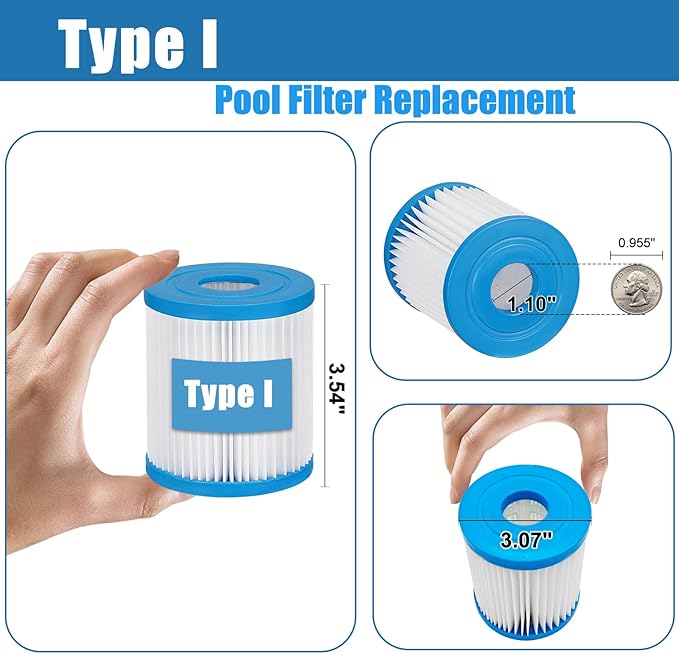 Type I Pool Filter Replacement- for Bestway 58511E/ Summer Waves Funsicle RX330 SFX330 330 Gal/H Pump, Size 1 Replaces 58093, P57100402-4 Pack