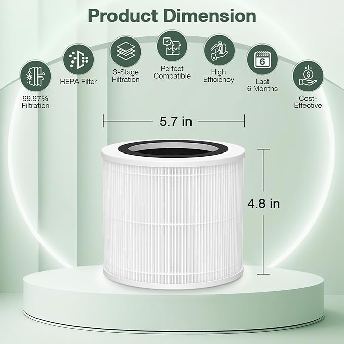 AP100 AP102 Replacement Filter Compatible with AromaRoom AP100-A, AP102, AP100-B, AP100-C, Core Mini Air Purifi-ers, 3-IN-1 HEPA and Activated Carbon Filter, 2 Pack (White)