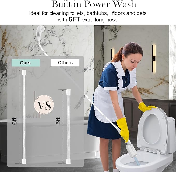 Homlord Filtered Shower Head with Handheld White - High Pressure 6 Modes, 120 Anti-clog Nozzles, Detachable Showerhead with Hard Water Filters, Extra Long 6ft Hose, Power Wash Mode for Bathroom, Pets