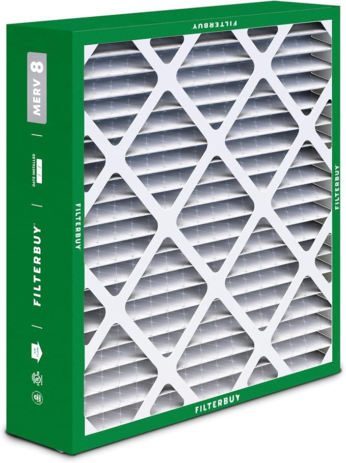 Filterbuy 20x21x5 Air Filter MERV 8 Essential Dust & Allergy Defense (4-Pack), Electrostatic Pleated HVAC AC Furnace Filters Replacement for Lennox and Electro-Air (Actual Size: 19.88 x 20.50 x 4.38)