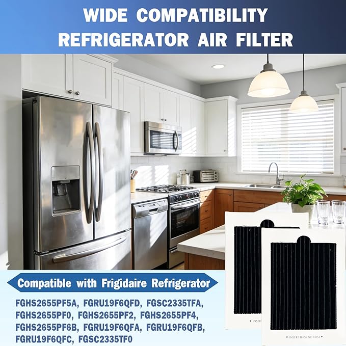 4 Pcs Refrigerator Air Filter Replacement for Frigidaire FGHS2655PF5A, FGRU19F6QFD, FGSC2335TFA, FGHS2655PF0, FGHS2655PF2, FGHS2655PF4, FGHS2655PF6B, FGRU19F6QFA, FGRU19F6QFB, FGRU19F6QFC, FGSC2335TF0