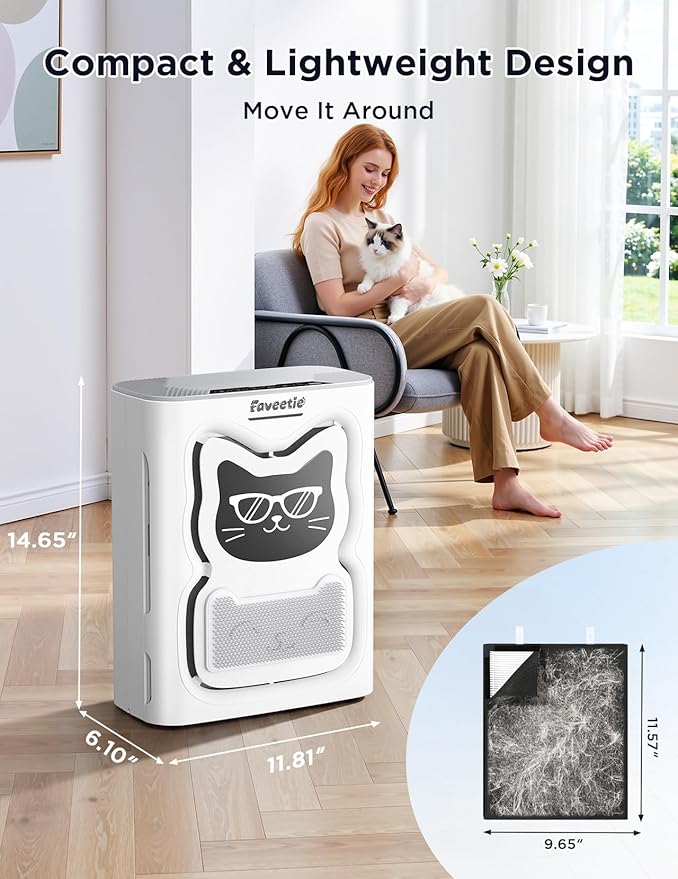 Pet Air Purifier for Home Large Room 2300 sq ft, 4-in-1 H13 HEPA Washable Pre-Filter, Air Quality Sensor & Auto Modes, Quiet Sleep Mode, Air Doctor for Pets Hair Dander Odor Smoke Dust