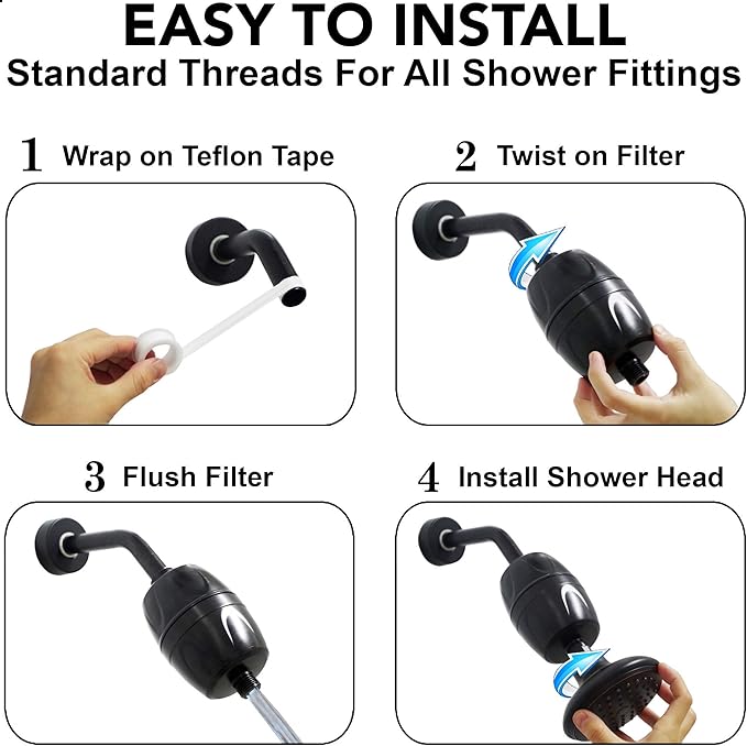 Aqua Elegante Shower Water Filter - Chlorine Showerhead Filters Using Only Proven Ingredients, Universal Home Purifier And Filtered Softener System Best for Skin and Hair - Oil-Rubbed Bronze