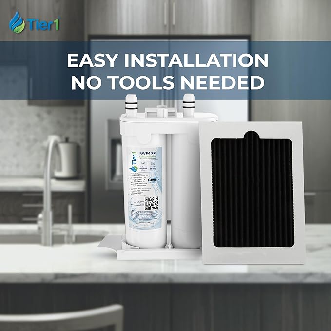 Tier1 RWF1031 WF2CB Refrigerator Water & Air Filter Combo | Replacement for PureSource2, EWF01, FC100, PAULTRA Fridge Filter - Lasts up to 6 Months | Easy Install | Odor Control | Great Tasting Water
