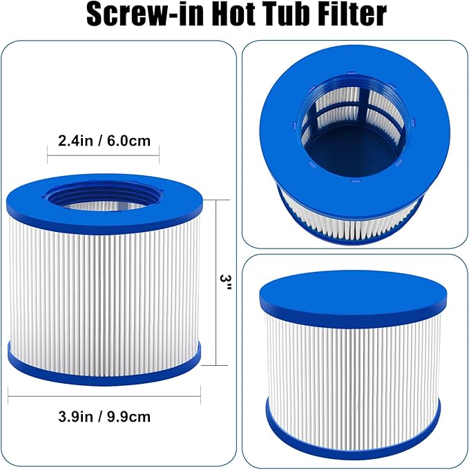Screw in Hot Tub Filters for Relxtime Spas/ALEKO Hot Tub/Wejoy Hot Tub Aquaspa/Co-z Spa Hot Tub/Wave Spas/CleverSpa, Screw-On/Threaded Filter for Type PM_SPA-P154, 8106-2 Pack