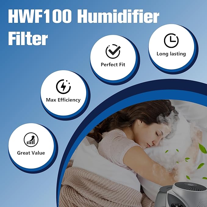 Funmit Humidifier Filter E Replacement Compatible with Holmes HWF100 Bionaire BWF100 Sunbeam SF235 Series, 6 Pack
