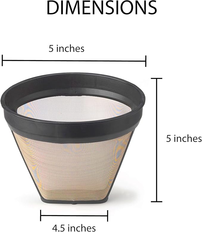 Fino Gold Mesh Permanent Coffee Filter, Number 4-Size Filter, Brews 8 to 12-Cups
