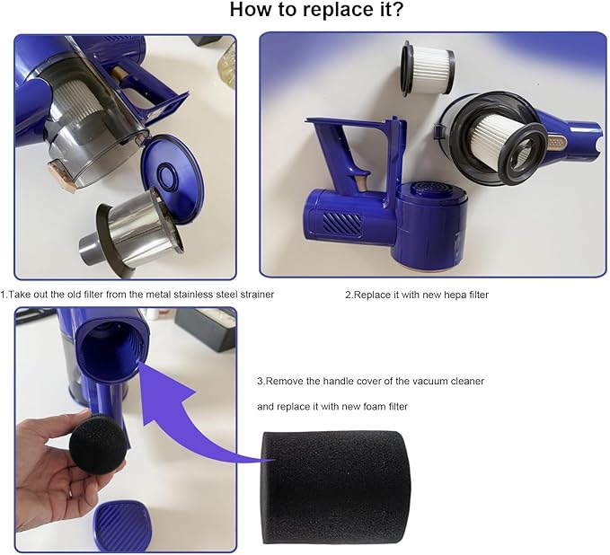 Filter Replacement for UKDMROX,AIRDIYA P1 VG3,MHRMHR KP110, Bieiao and AIPOWAY Cordless Vacuum Cleaner (AMBK-2+2)