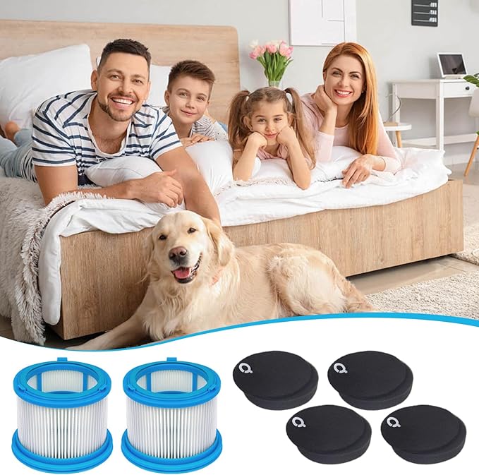 4039 Filter Kit Replacement for Bissell PowerClean FurGuard 280W Self-Standing Cordless Vacuum 4051 4052 4205 Series, NO.1646969 & 1646970, 2 Post Motor Filters and 4 Carbon Filters, 1 Cleaning tool