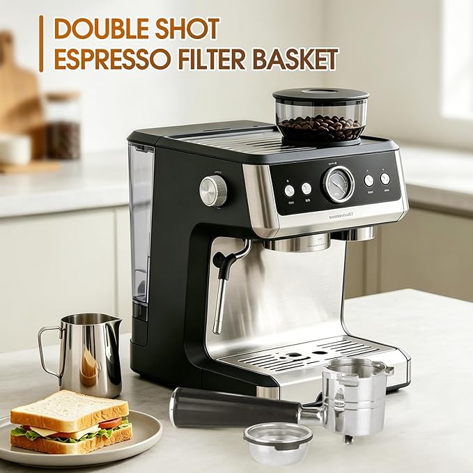 Coffee Double Cup Filter Basket Compatible with Ninja Luxe Cafe Accessories ES601 ES701, Stainless Steel Coffee Pressurized Porous Filter (Double)
