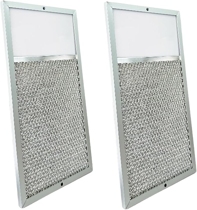 2 Pcs R610027 Range Hood Grease Filter Replacement with Light Lens Compatible with Broan R610027 SR610027 1568322 1568323 PM25WW PM25BL AL9245, 7-5/8'' x 14-1/8''