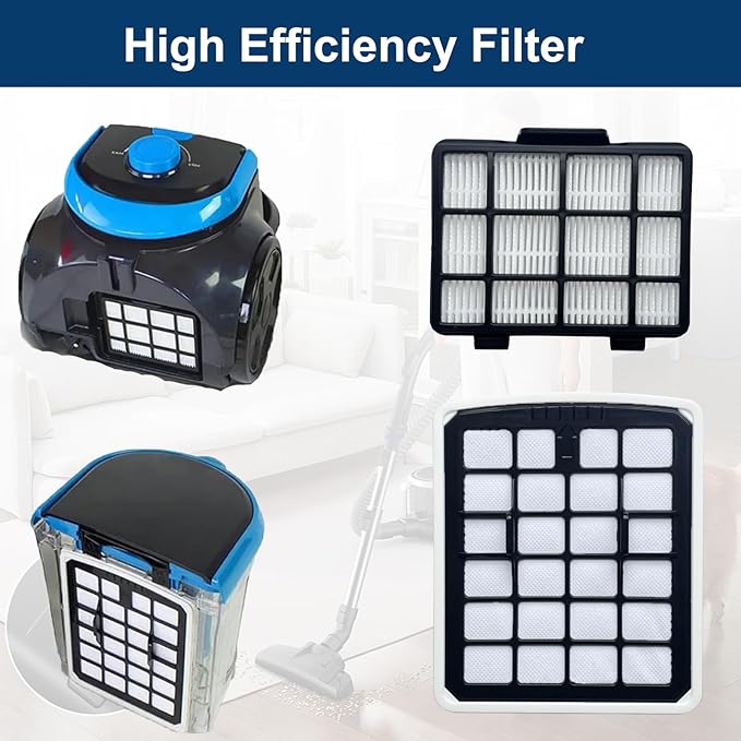 4-Pack HEPA Replacement Filters for Eureka NEN180/NEN186BL Bagless Canister Vacuum Cleaners – Includes 2 Dust Cup Filters + 2 HEPA Filters