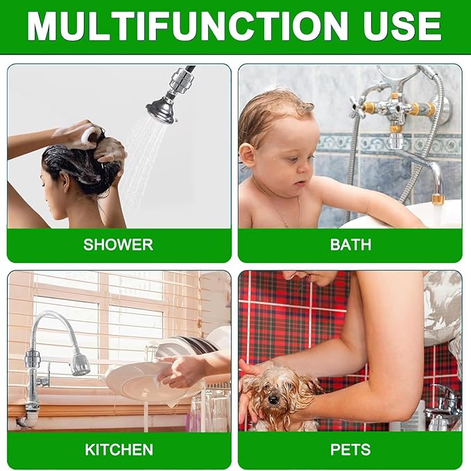 Shower Head Filter for Reduction of Hard Water, Chlorine, & Heavy Metals to Soothe Dry Itchy Skin, Dandruff and Eczema for Healthier Skin & Hair, Fits All Showers (Silvery)