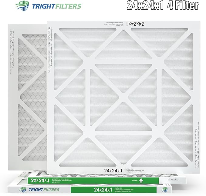 TRIGHTFILTERS 24x24x1 Air Filter 4 Pack, MERV 8 Pleated Dust Defense Air Filters Replacement Air Conditioner HVAC AC Furnace Filter, Durable and Lightweight
