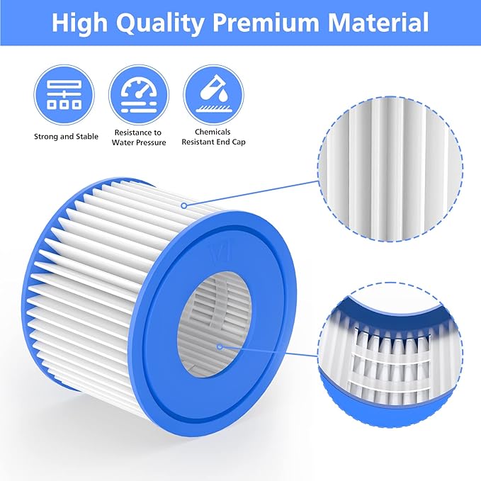 Hot Tub Filter Cartridge Size VI Compatible with Lay-Z-Spa, Coleman SaluSpa 90352E 58323, 6 Pack