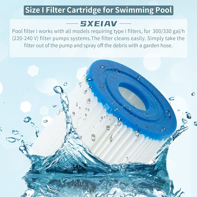 Type I Pool Filter Cartridge, Replacement Filters Cartridge for 58093, for Swimming Pool Filter RX330 Filter Pump, for 300/330 Gal/H Filter Pumps (8 Pack)