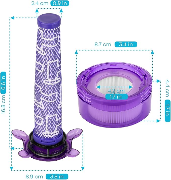 Upgraded V8 Replacement Filter Compatible with Dyson New Version V8 Cordless Vacuum, V8 Animal Extra SV25, SV10, V8 FOCUS Mattress, Car+Boat handheld, Replace Part #965661-05 & 967478-05